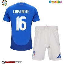 Otroške Nogometnih dresov Italija Bryan Cristante #16 Domači EP 2024 Kratki rokavi (+ hlače)